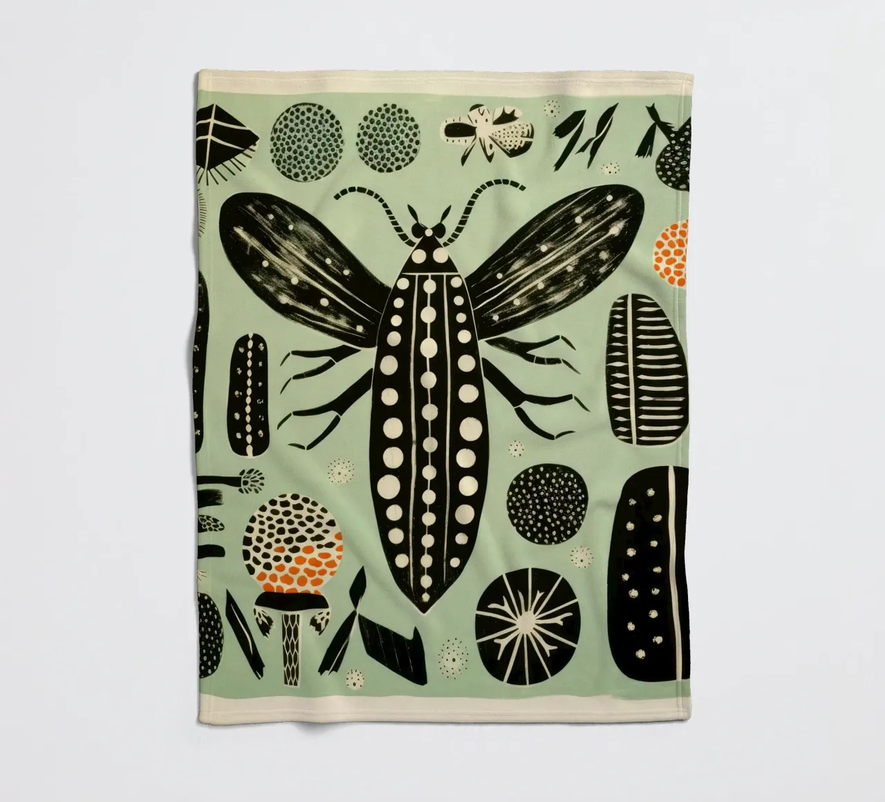 Groene zijderups 2 fleecedeken van Minimal Animal Art