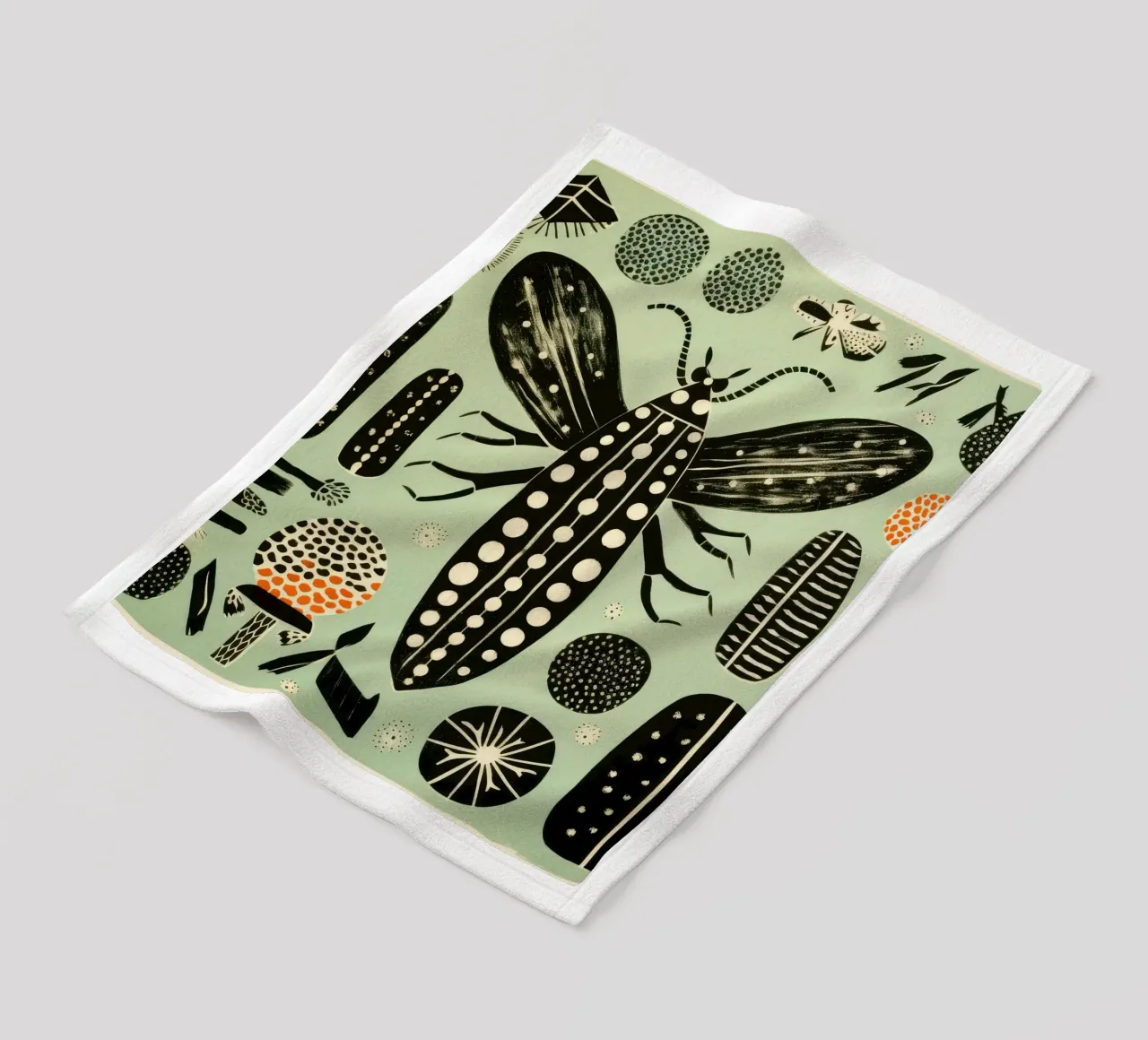 Groene zijderups 2 fleecedeken van Minimal Animal Art