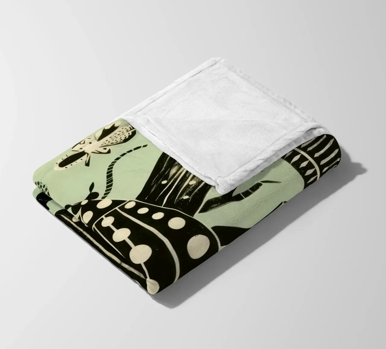 Groene zijderups 2 fleecedeken van Minimal Animal Art