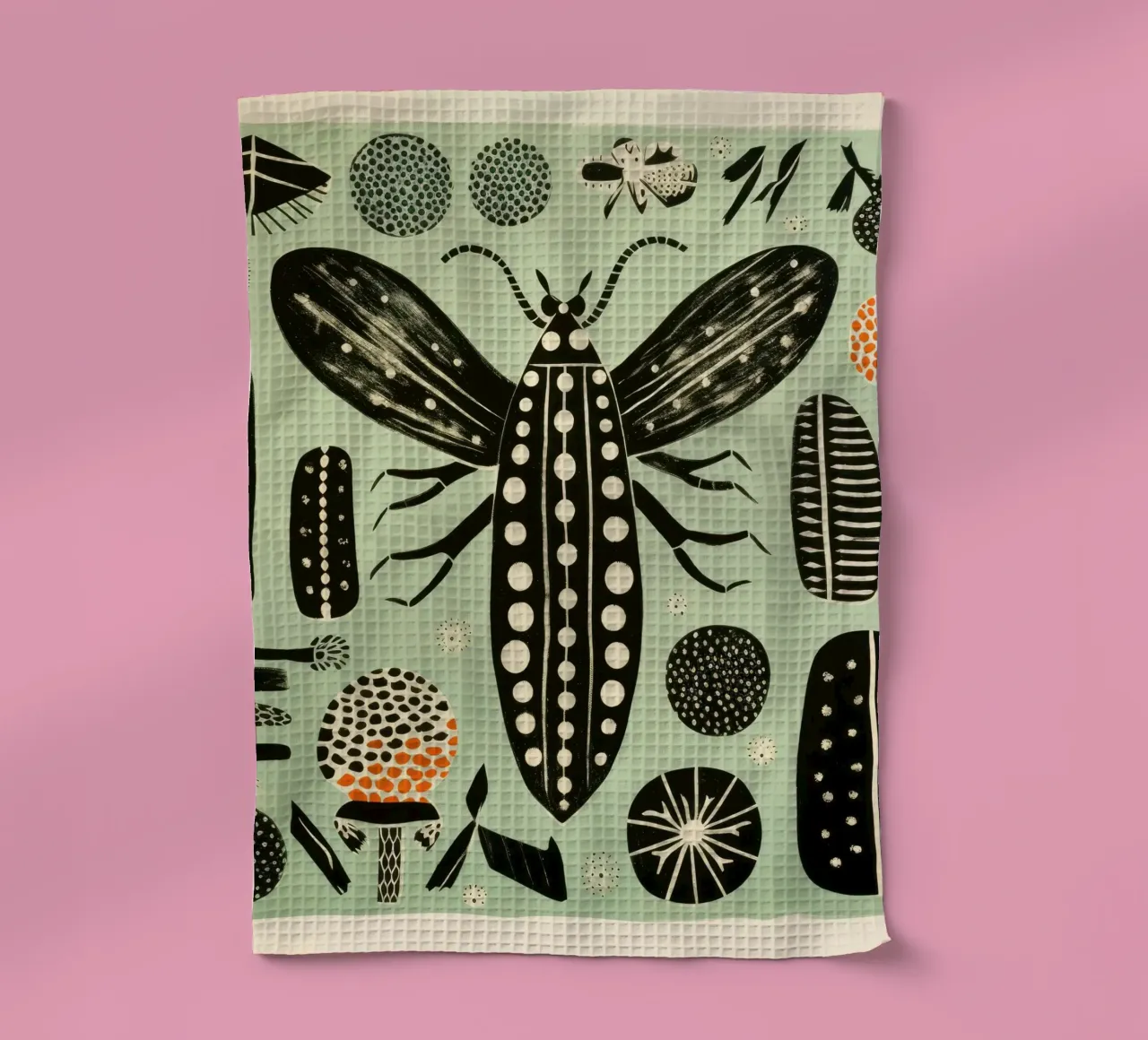 Ver à soie vert 2 torchon de Minimal Animal Art