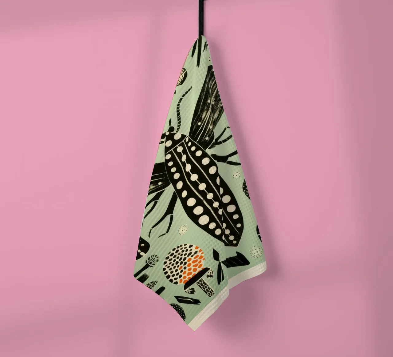 Ver à soie vert 2 torchon de Minimal Animal Art