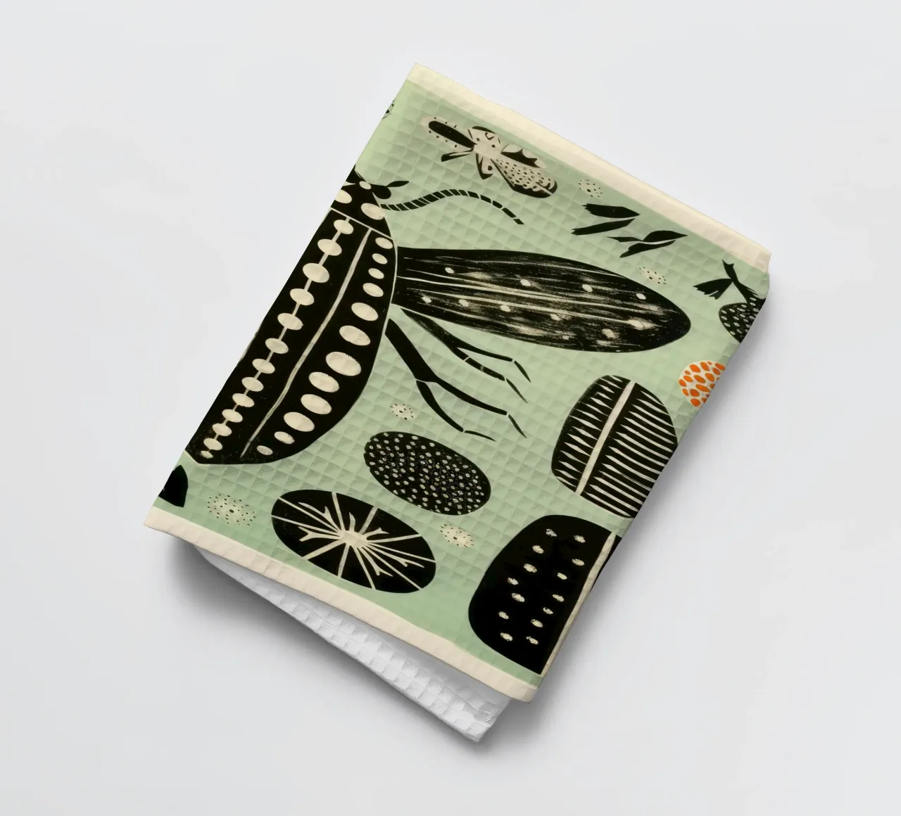 Ver à soie vert 2 torchon de Minimal Animal Art