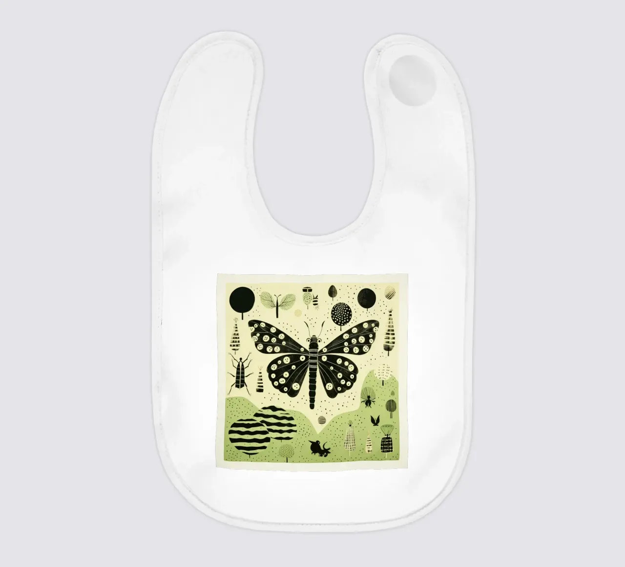 Baco da seta verde 3 bavaglino da Minimal Animal Art