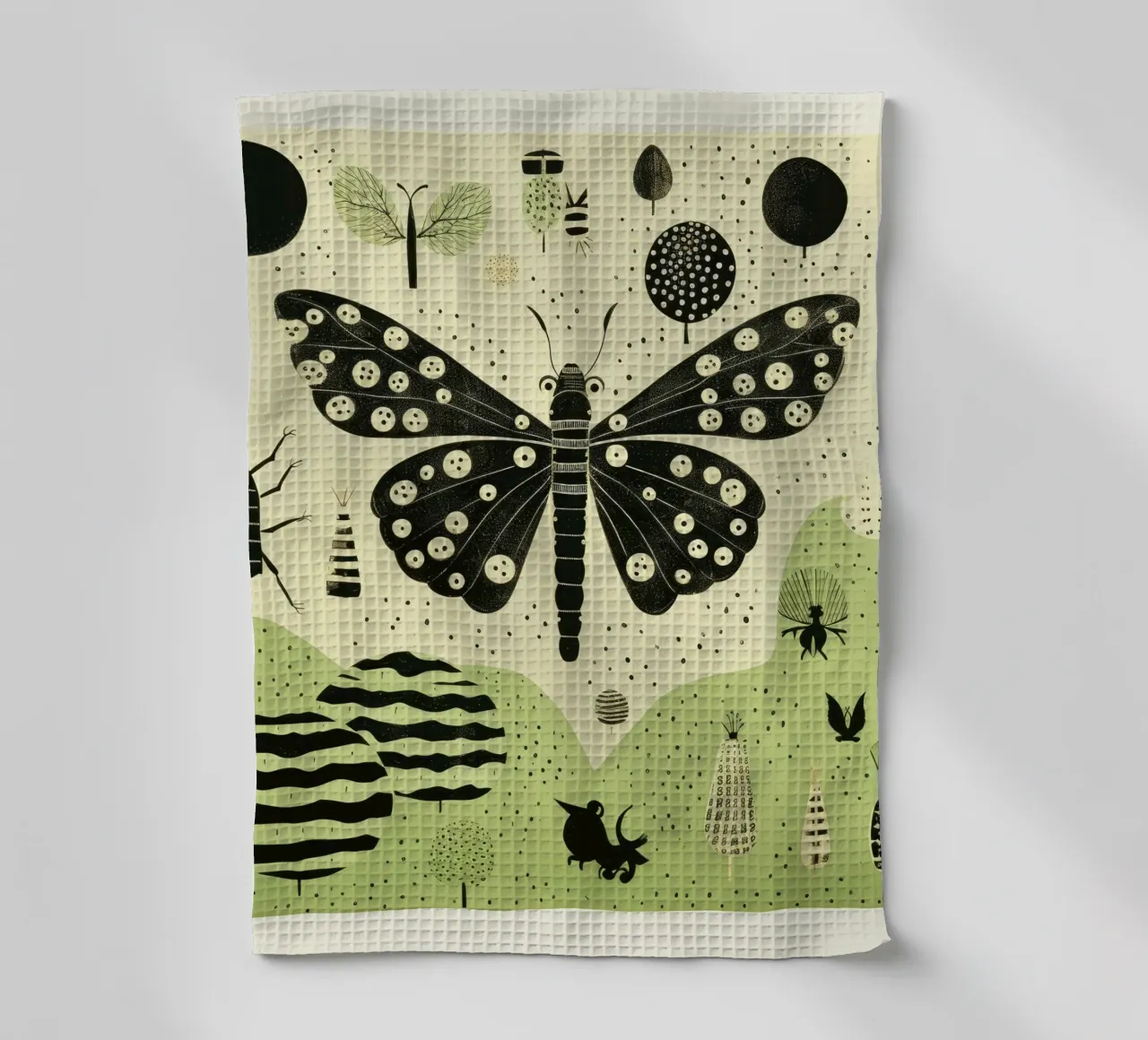 Ver à soie vert 3 torchon de Minimal Animal Art