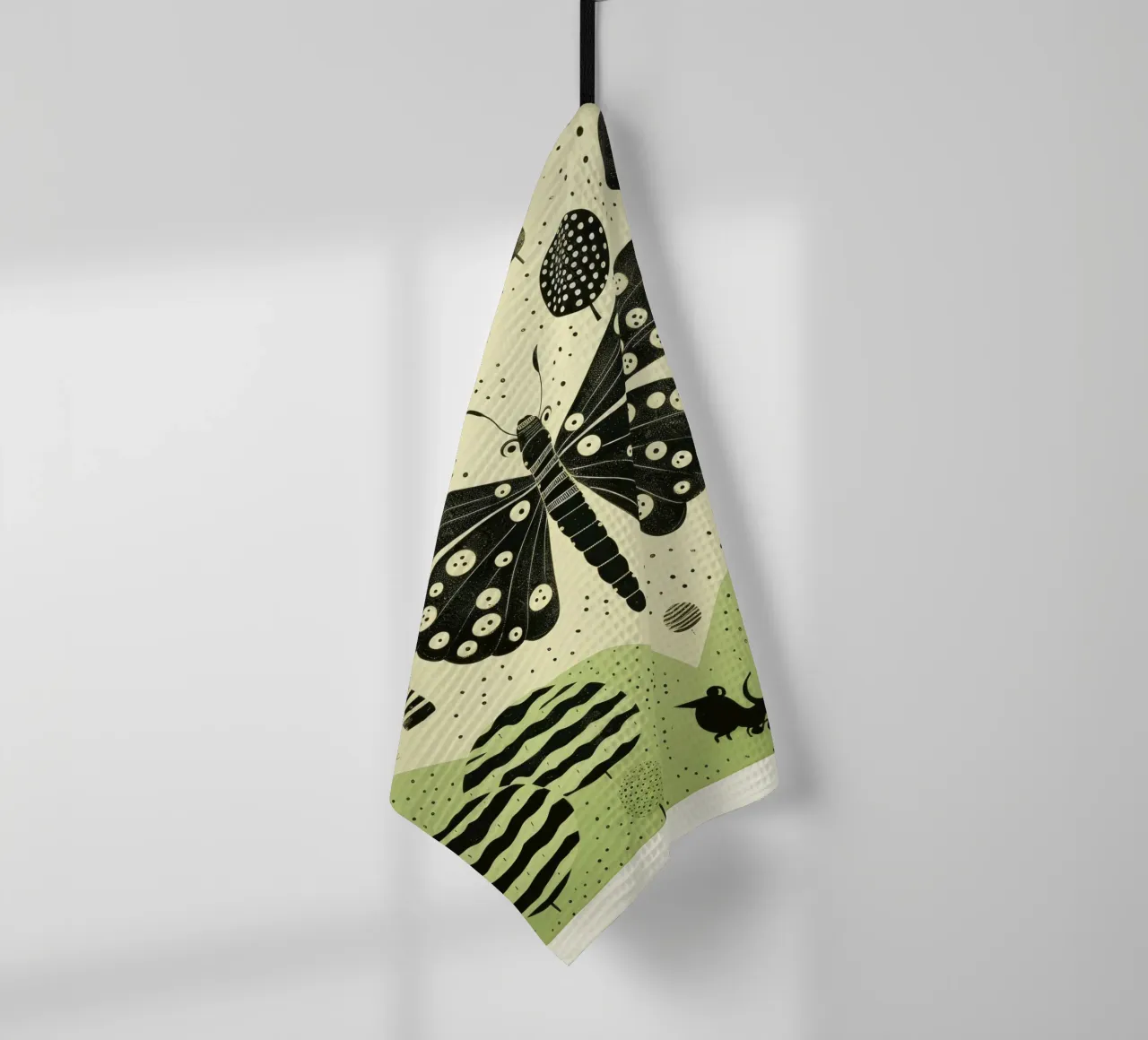 Ver à soie vert 3 torchon de Minimal Animal Art