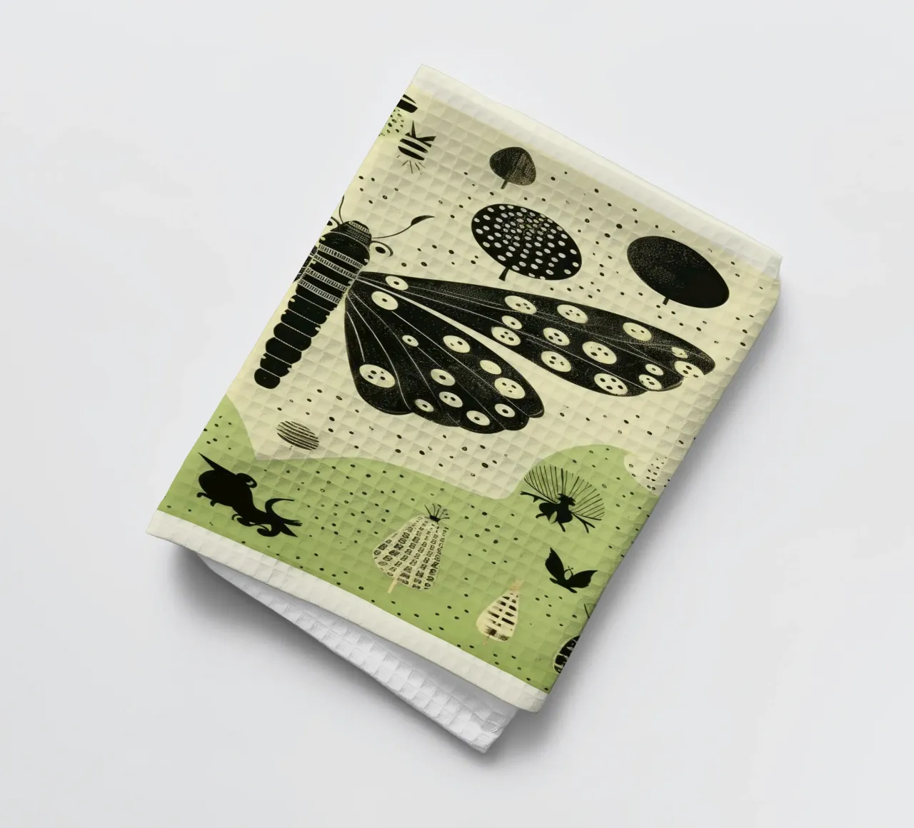 Ver à soie vert 3 torchon de Minimal Animal Art