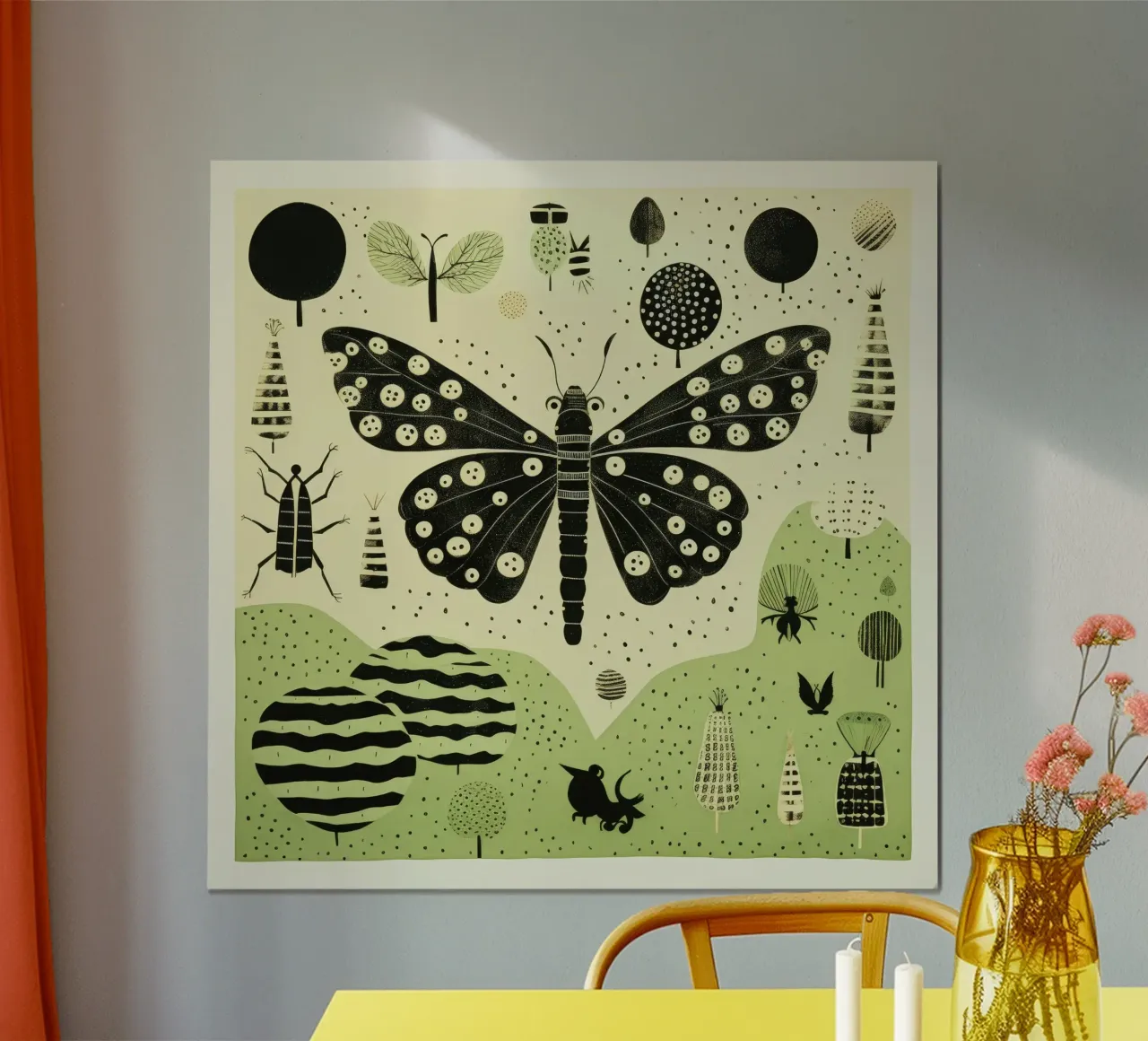 Baco da seta verde 3 poster da Minimal Animal Art