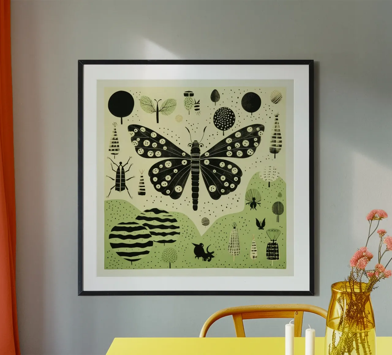 Baco da seta verde 3 poster da Minimal Animal Art