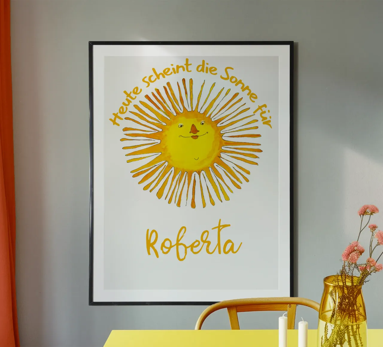 Il sole splende oggi poster con telaio in legno da Face & Content