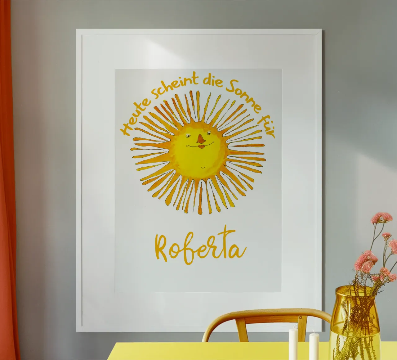 Il sole splende oggi poster con telaio in legno da Face & Content