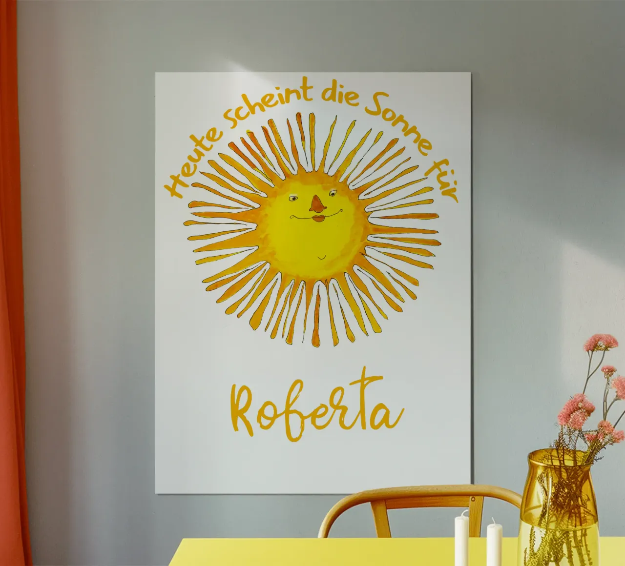 Il sole splende oggi poster con telaio in legno da Face & Content