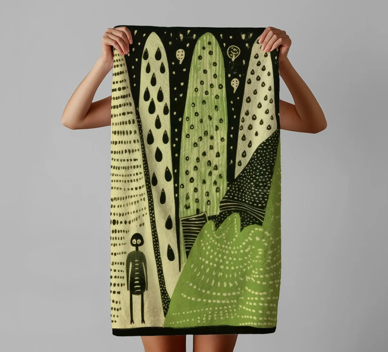 Baco da seta verde 4 asciugamano da bagno da Minimal Animal Art