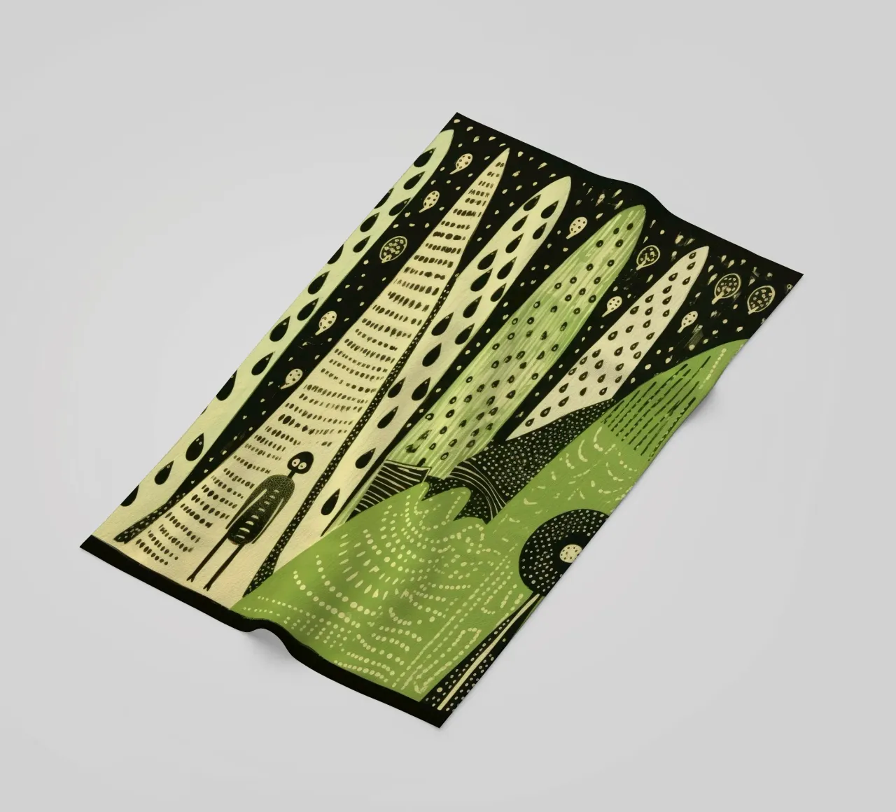 Groene zijderups 4 strandhanddoek van Minimal Animal Art