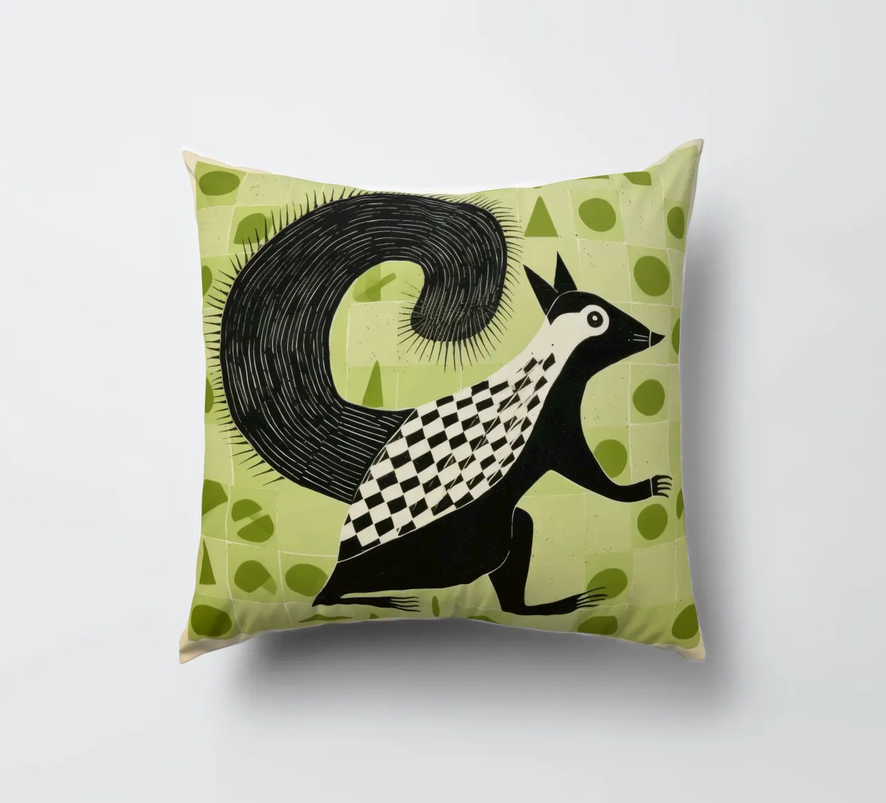 Puzzola verde 2 cuscino da Minimal Animal Art