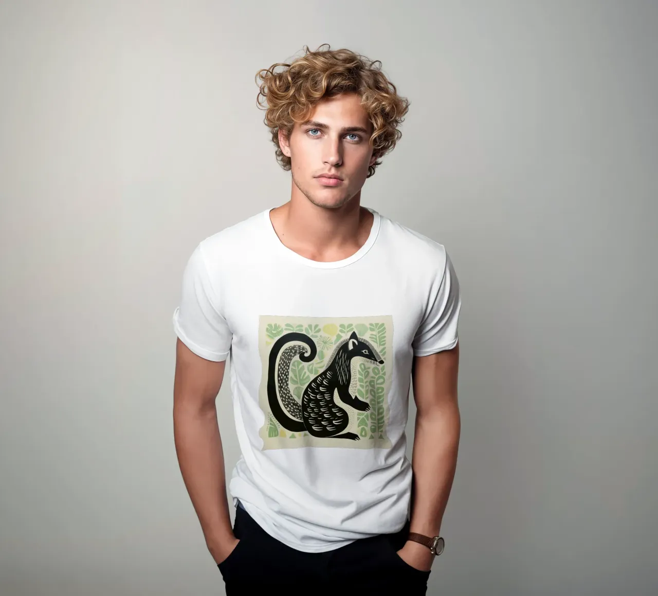 Puzzola verde 3 t-shirt da Minimal Animal Art