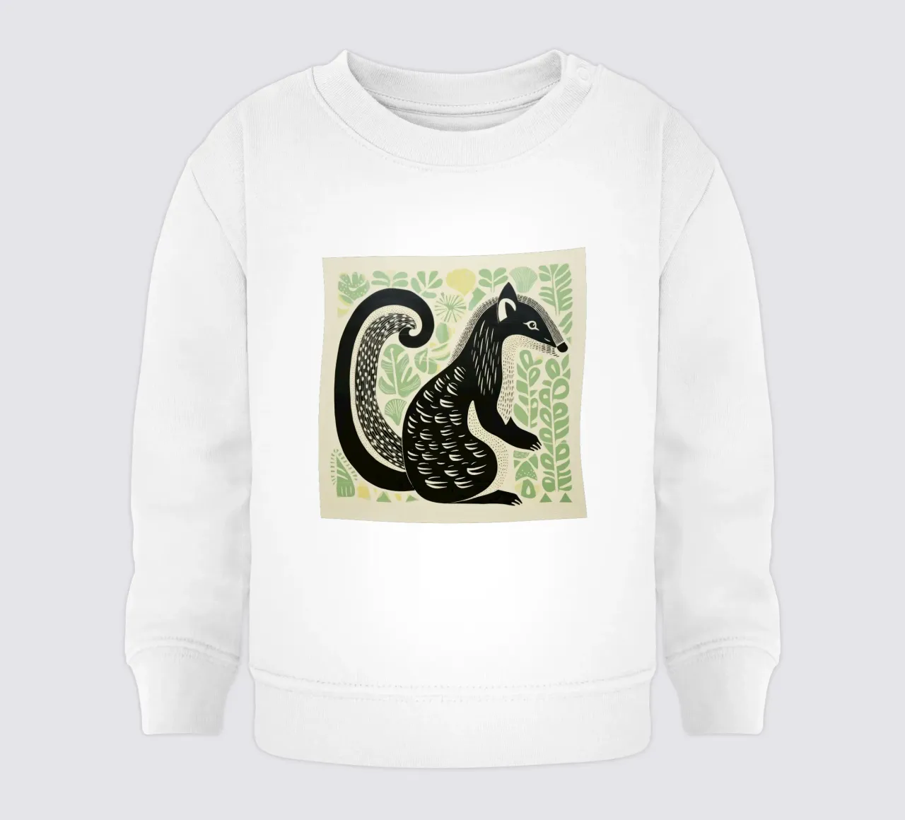 Puzzola verde 3 felpa neonato da Minimal Animal Art