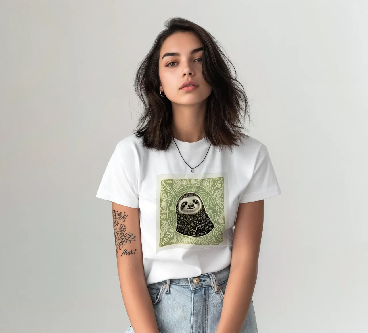 Bradipo verde 1 t-shirt da Minimal Animal Art