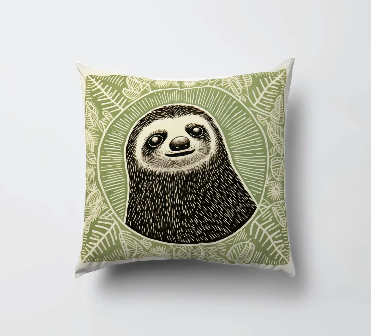 Bradipo verde 1 cuscino da Minimal Animal Art