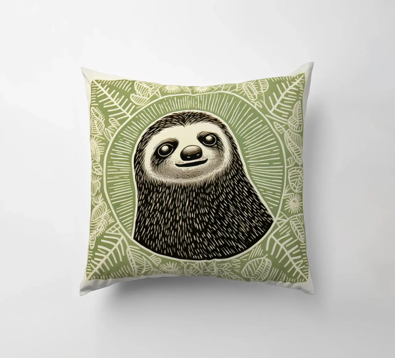 Bradipo verde 1 cuscino da Minimal Animal Art