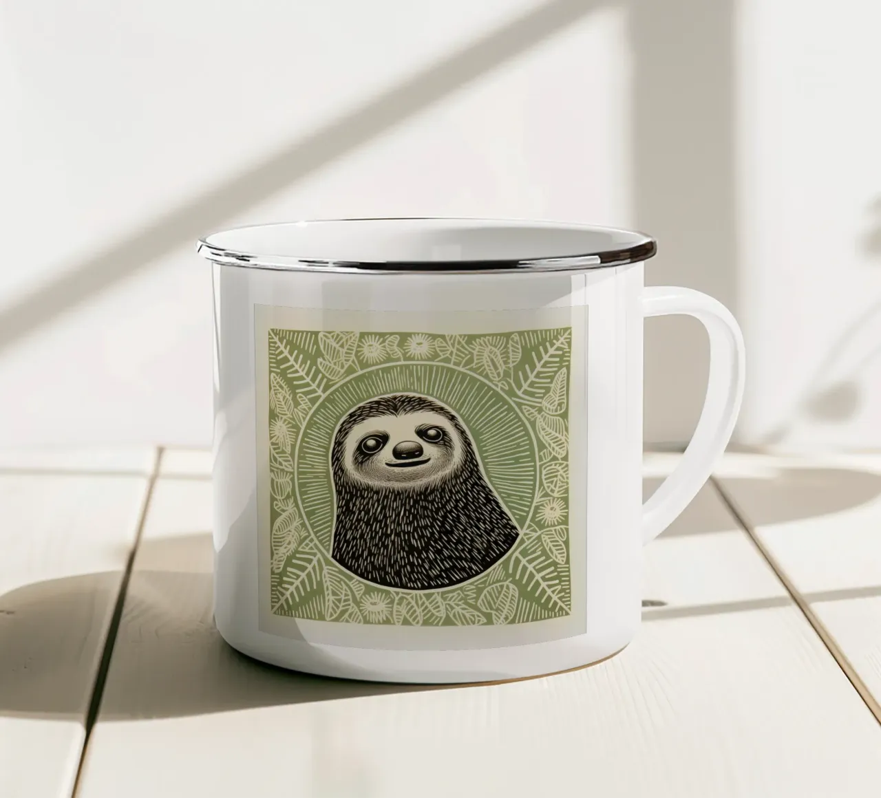 Bradipo verde 1 tazza in smalto da Minimal Animal Art