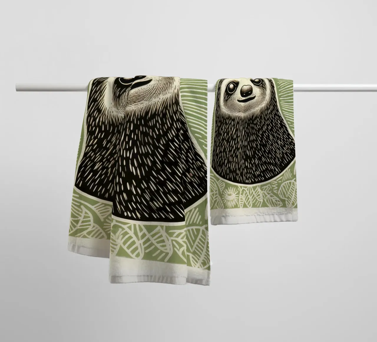 Bradipo verde 1 asciugamano da bagno da Minimal Animal Art