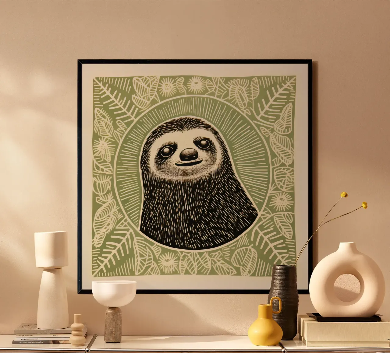 Bradipo verde 1 carta hahnemühle da Minimal Animal Art