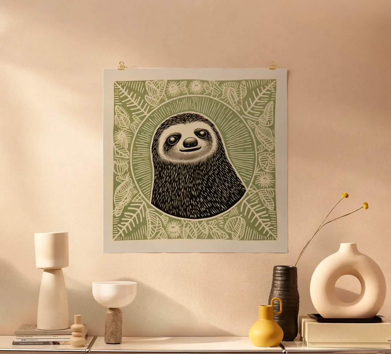 Bradipo verde poster da Minimal Animal Art