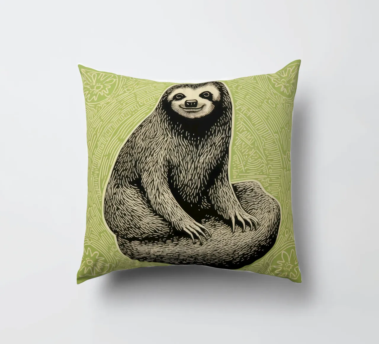 Bradipo verde 2 cuscino da Minimal Animal Art
