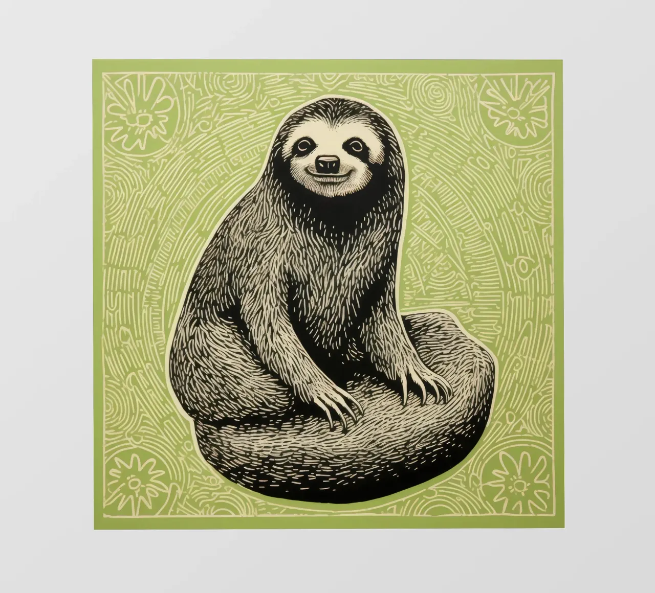 Bradipo verde 2 pellicola backlit da Minimal Animal Art