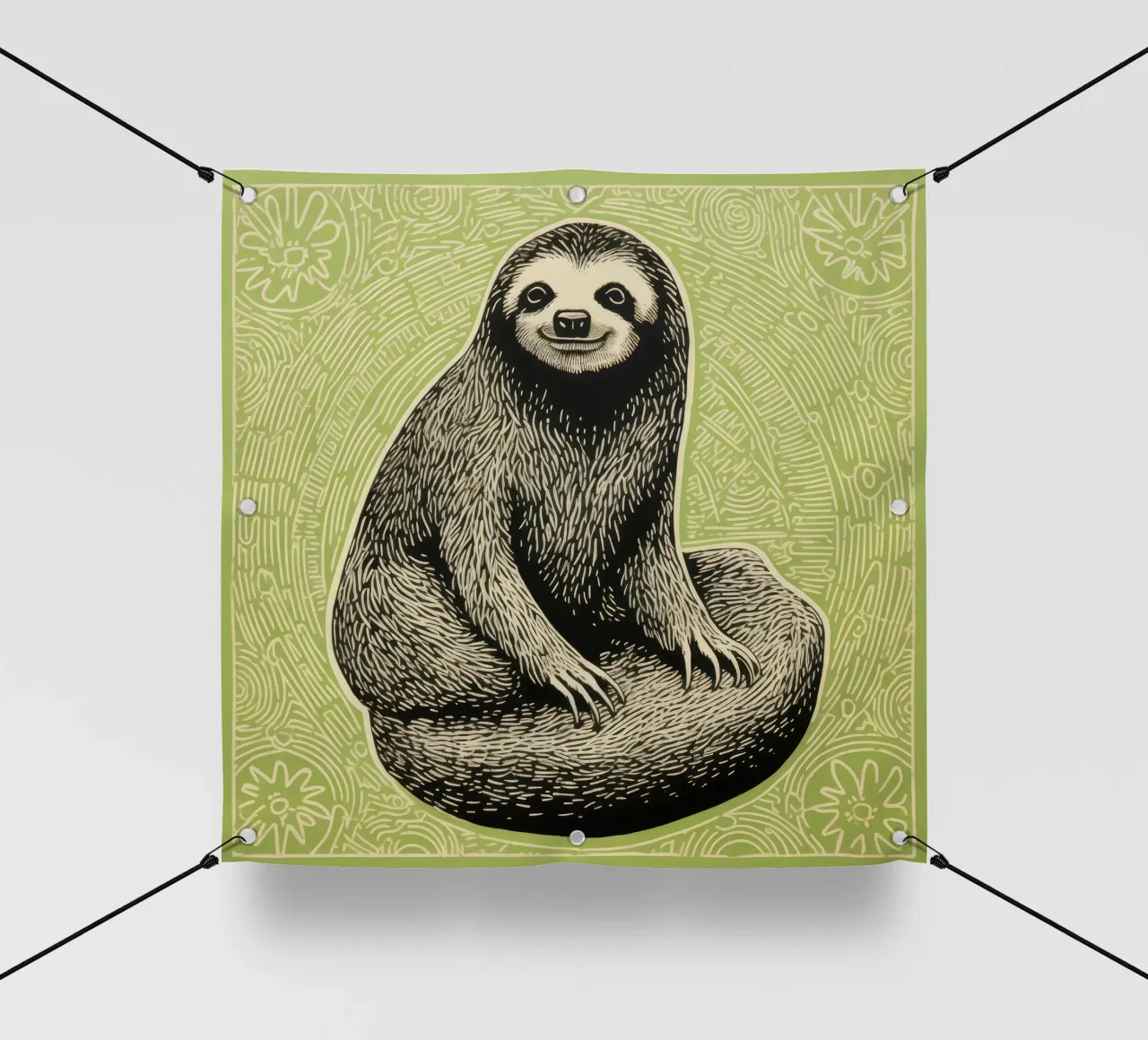 Bradipo verde 2 telo in pvc da Minimal Animal Art