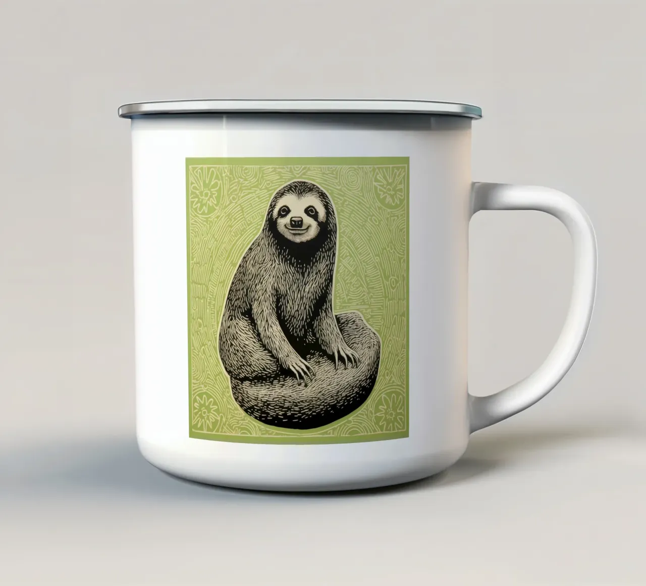 Bradipo verde 2 tazza in smalto da Minimal Animal Art