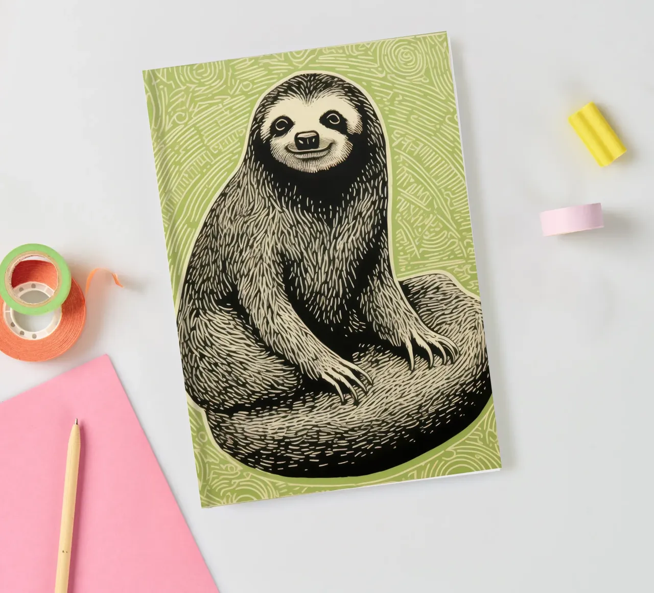 Paresseux vert 2 carnet de notes de Minimal Animal Art