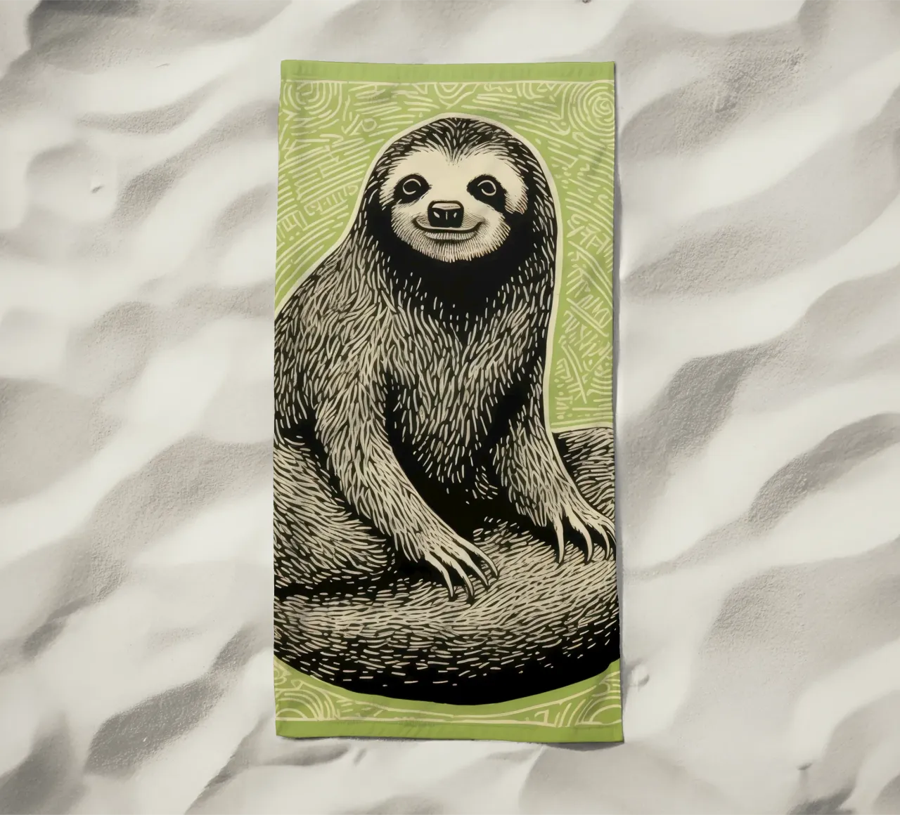 Bradipo verde 2 telo mare da Minimal Animal Art