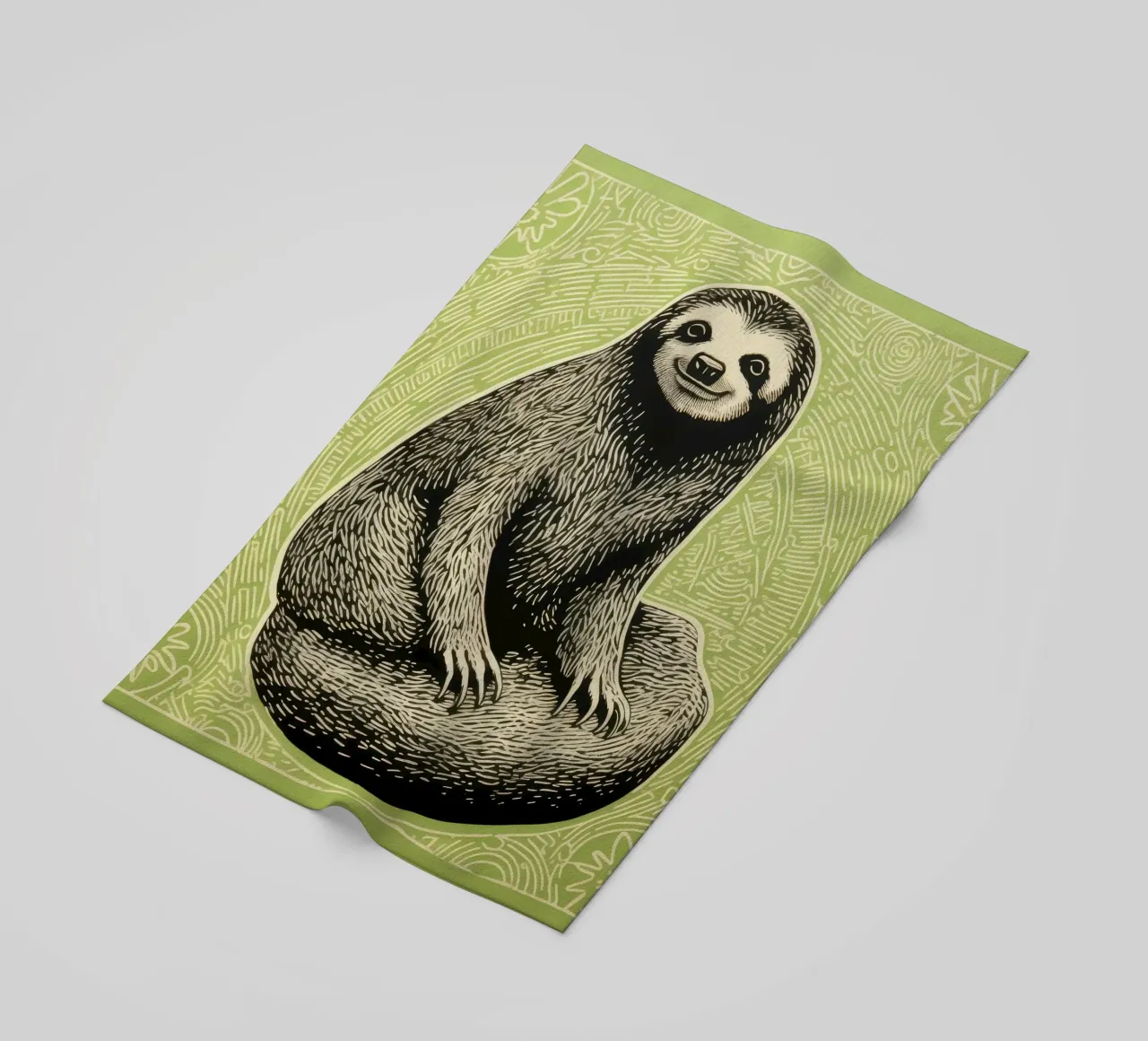 Bradipo verde 2 telo mare da Minimal Animal Art