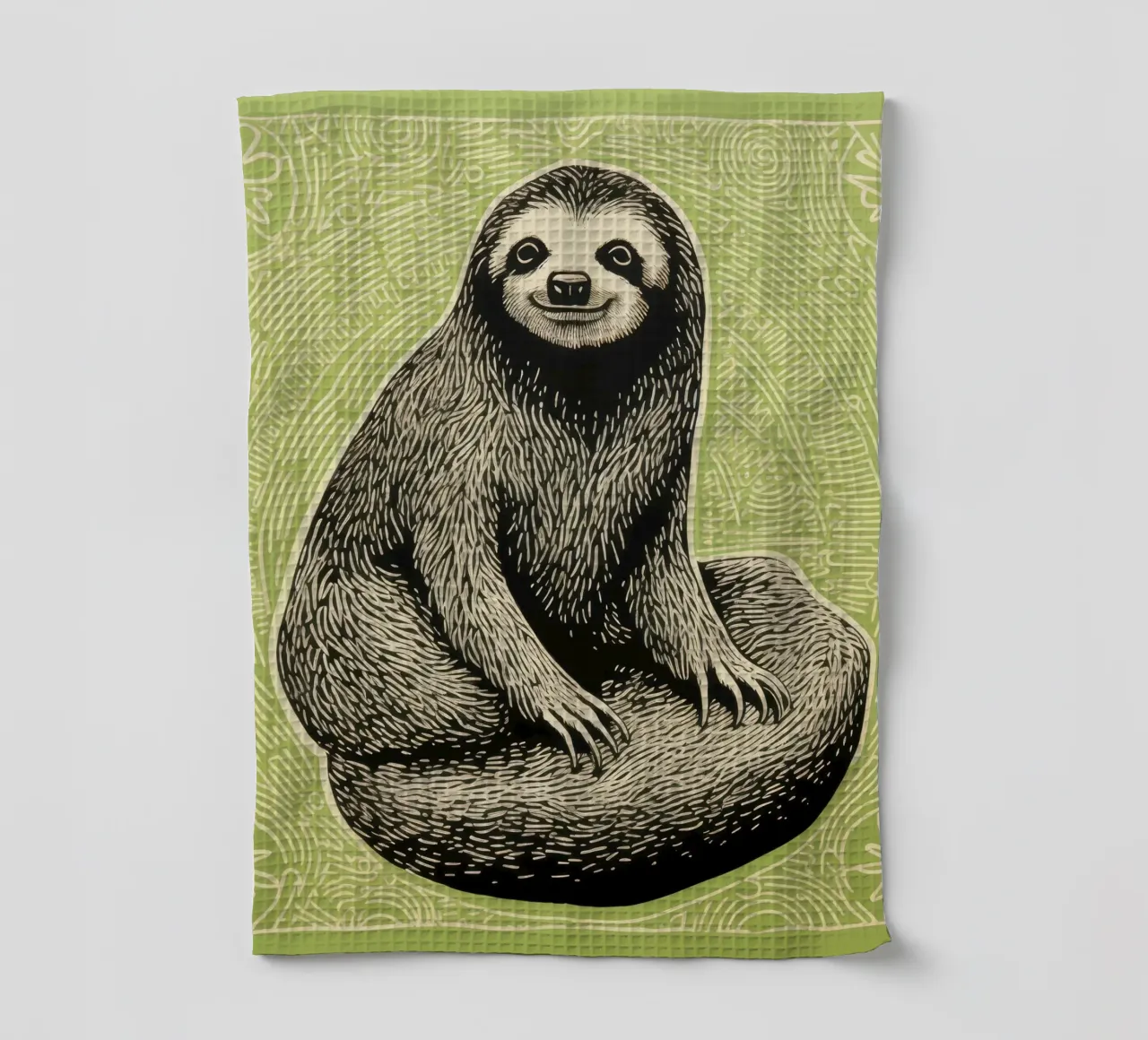 Paresseux vert 2 torchon de Minimal Animal Art