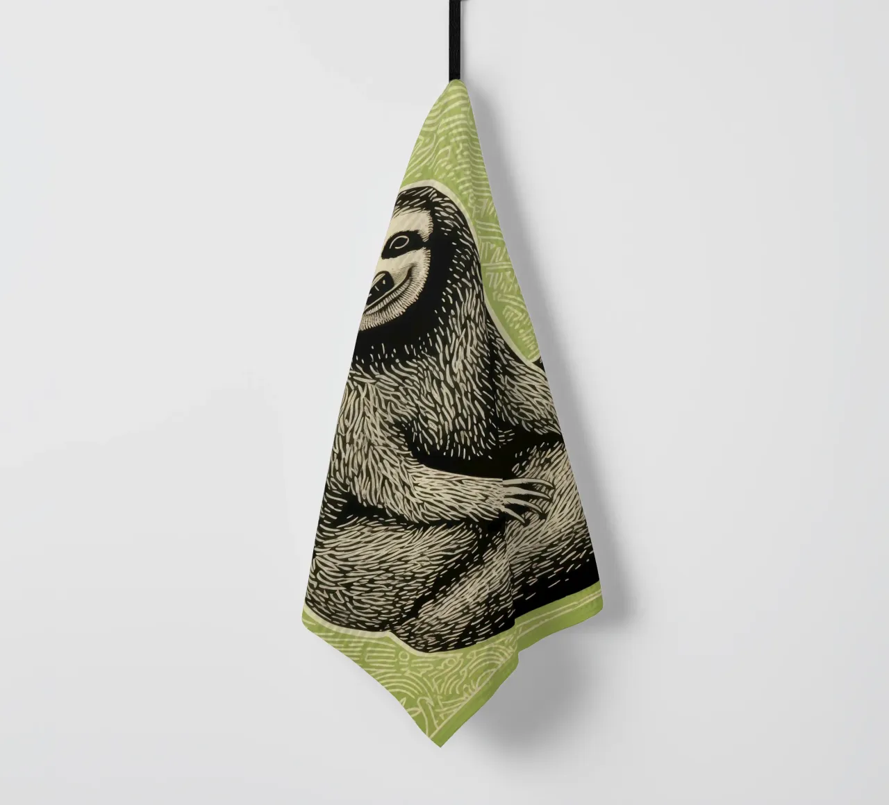 Paresseux vert 2 torchon de Minimal Animal Art