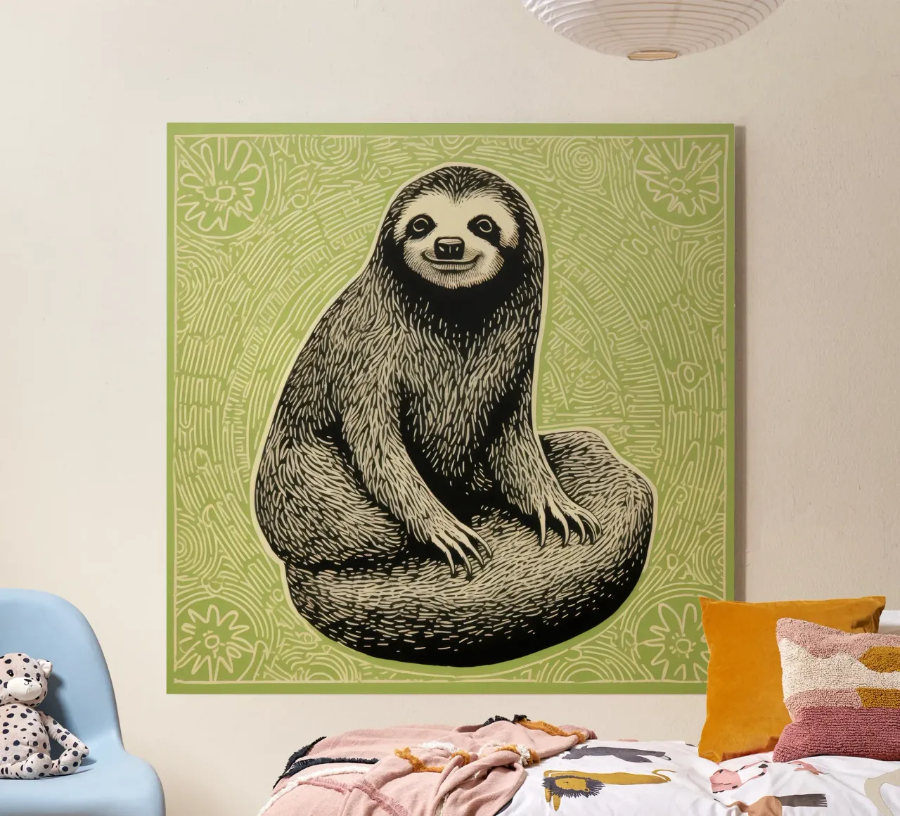 Green Sloth 2 acrylic glass by Minimal Animal Art