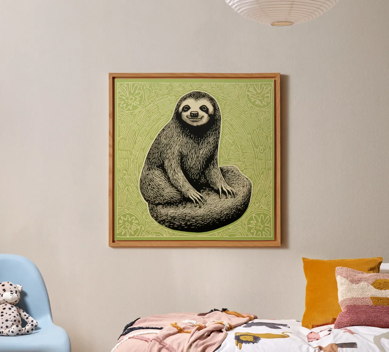 Green Sloth 2 alu-dibond by Minimal Animal Art