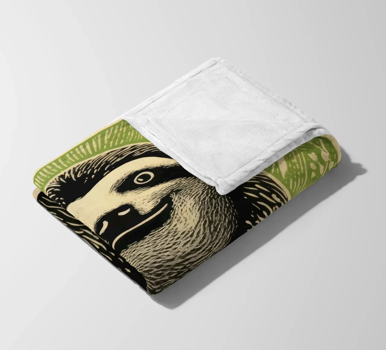 Bradipo verde 3 coperta in pile da Minimal Animal Art