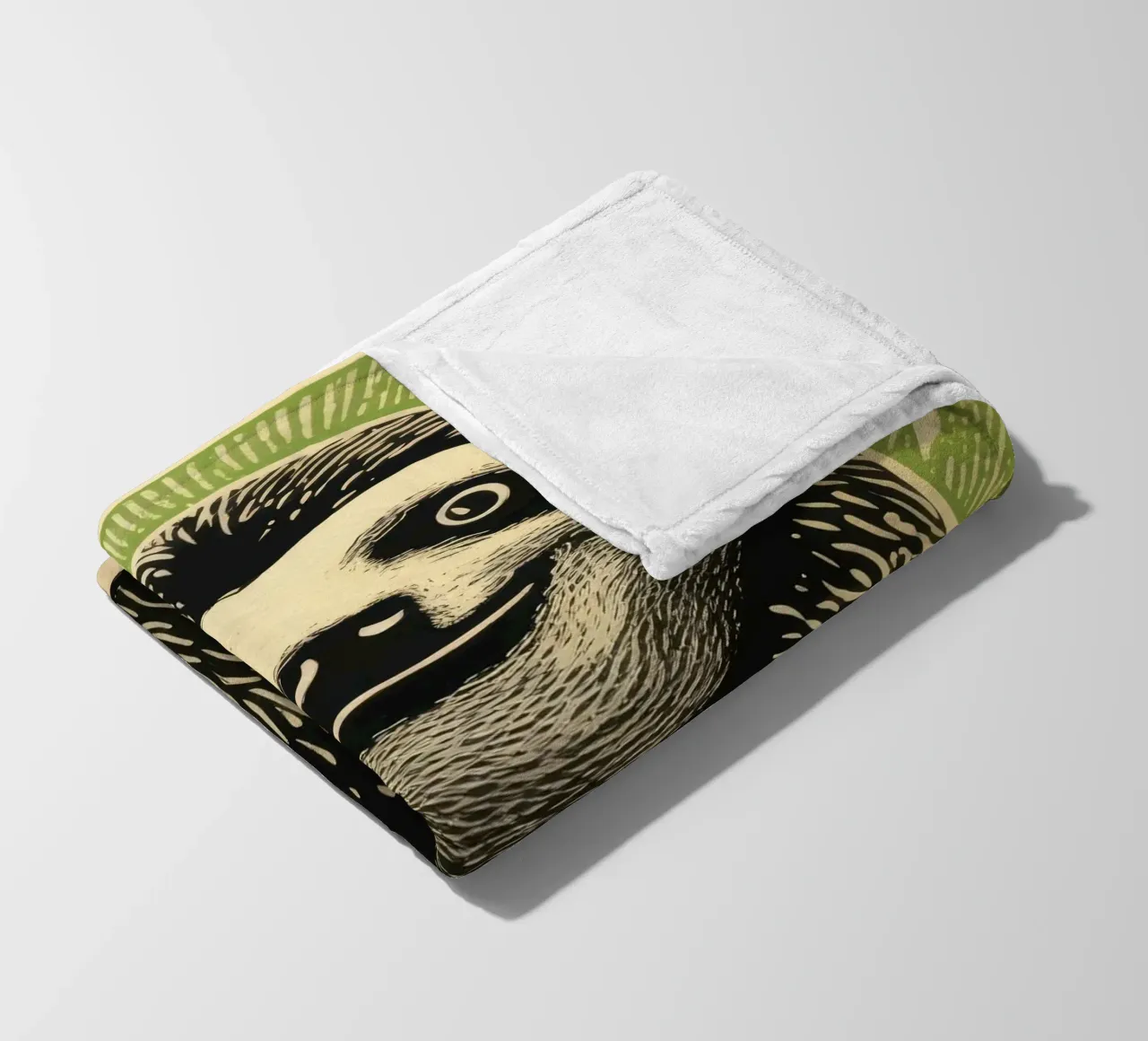 Bradipo verde 3 coperta in pile da Minimal Animal Art