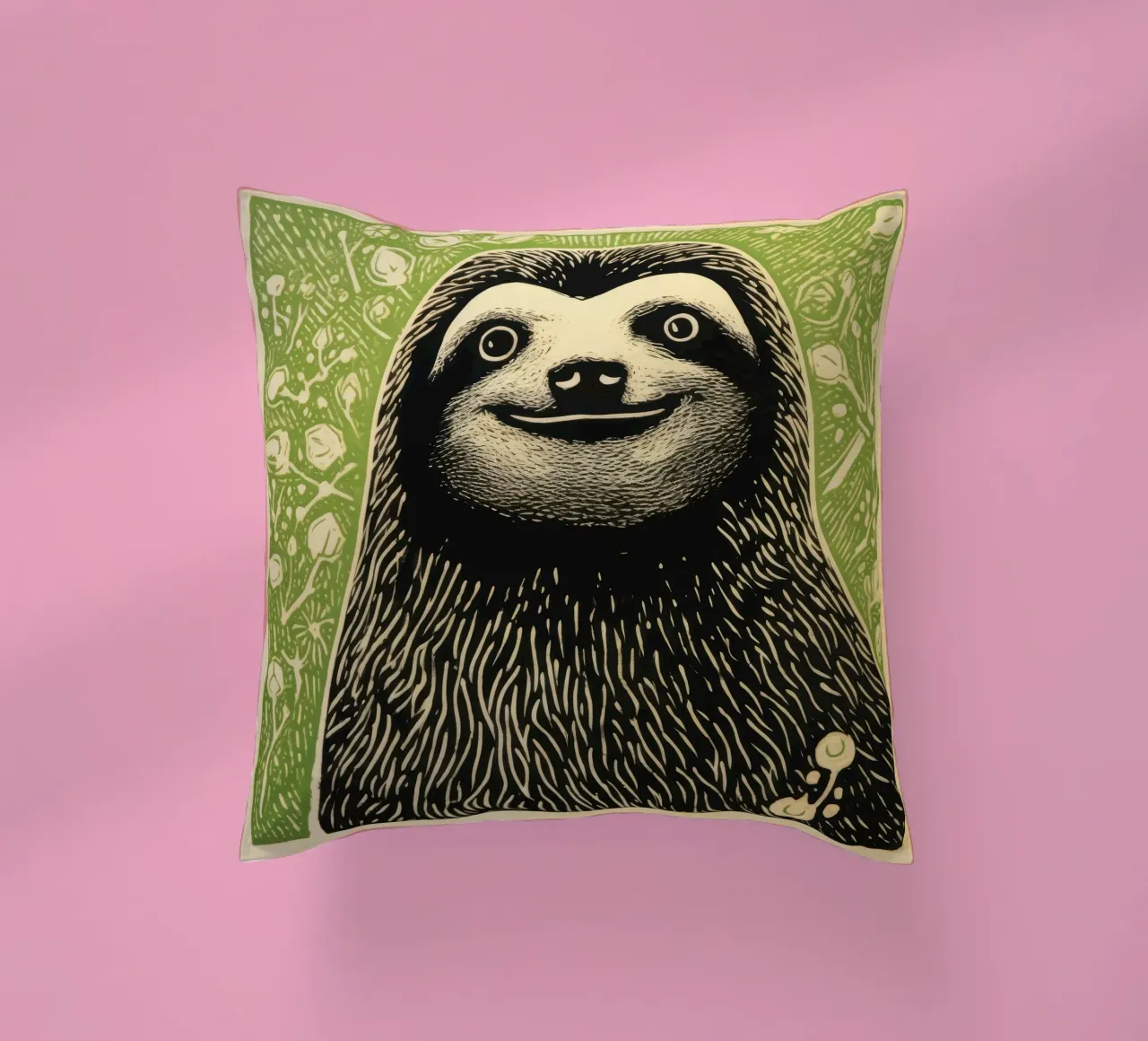 Bradipo verde 3 cuscino da Minimal Animal Art