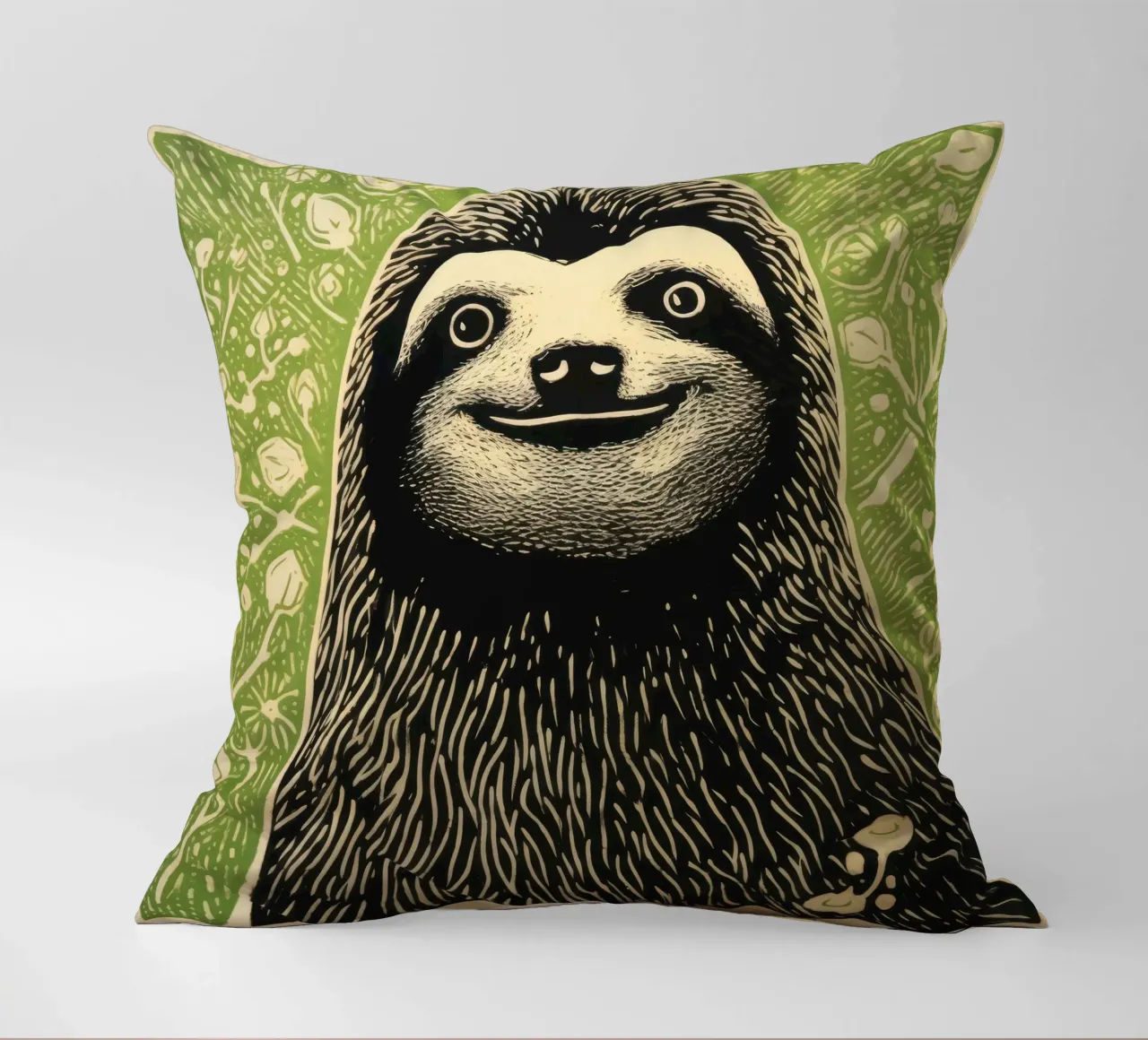 Bradipo verde 3 cuscino da Minimal Animal Art