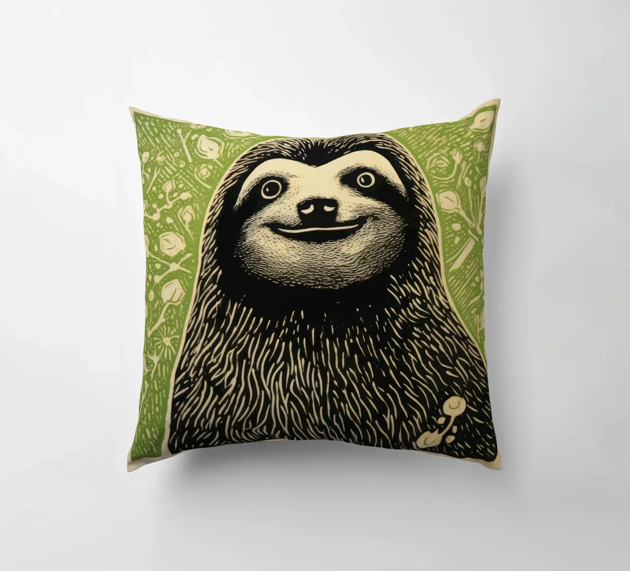 Bradipo verde 3 cuscino da Minimal Animal Art