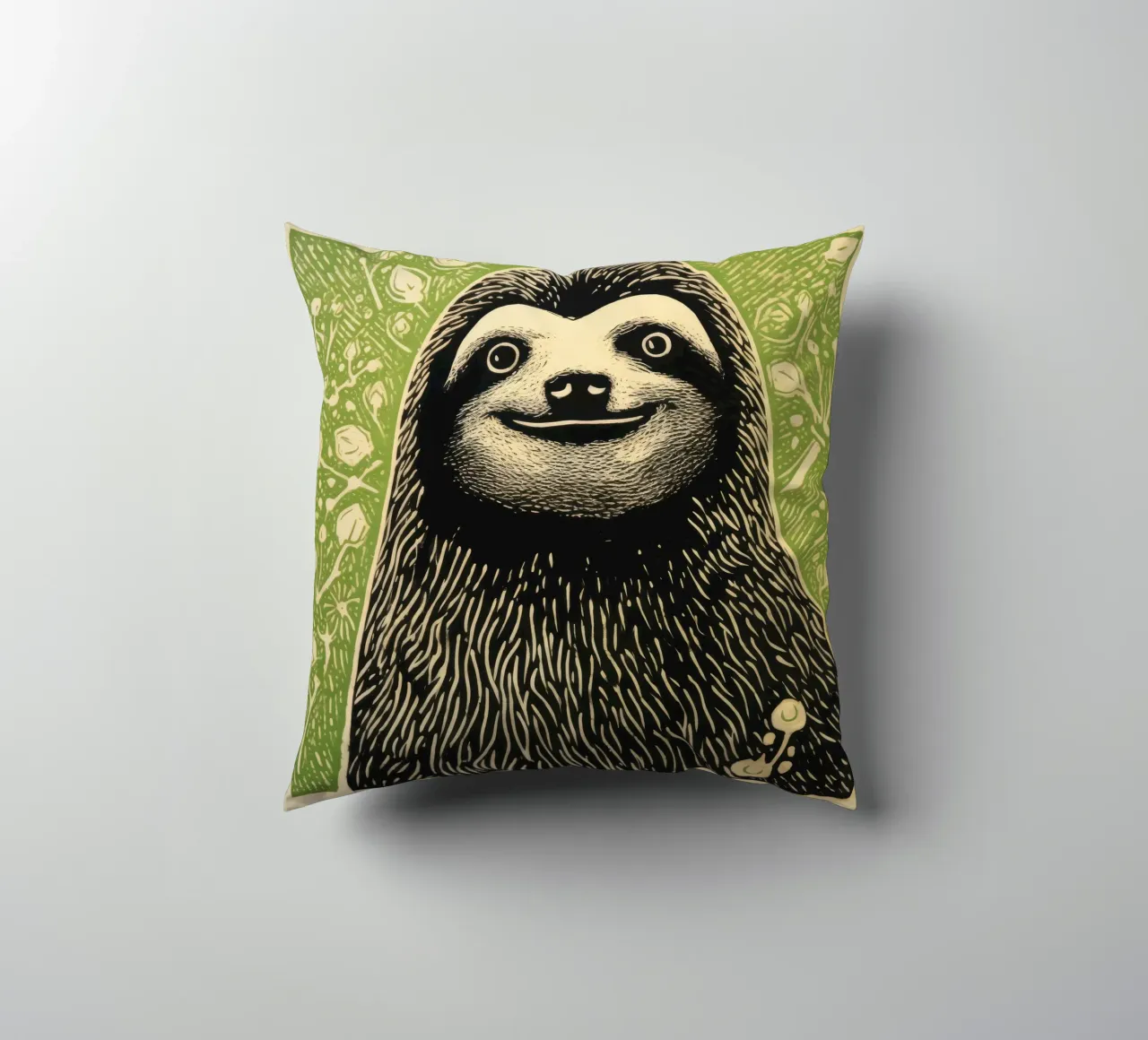 Bradipo verde 3 cuscino da Minimal Animal Art