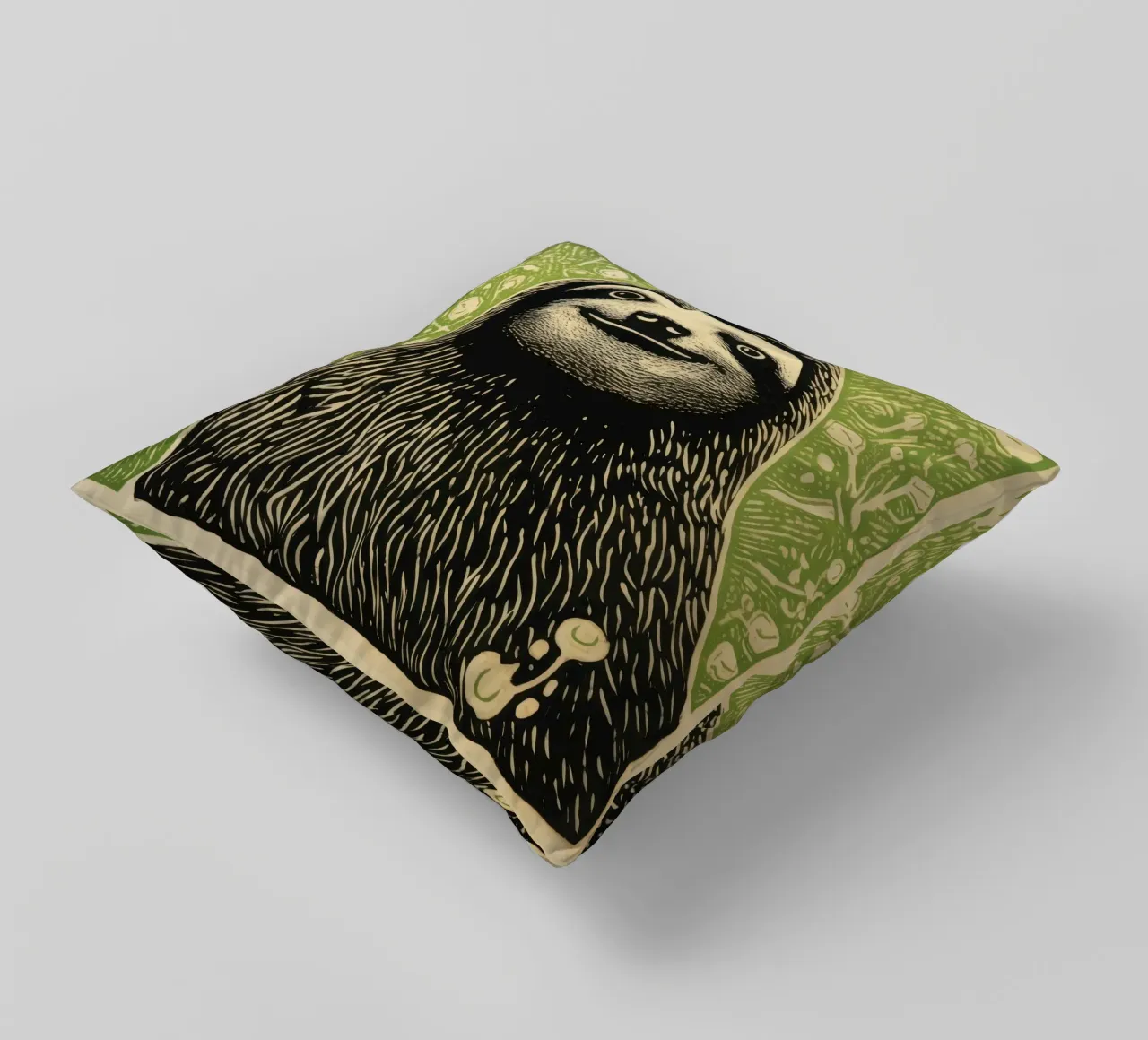 Bradipo verde 3 cuscino da Minimal Animal Art