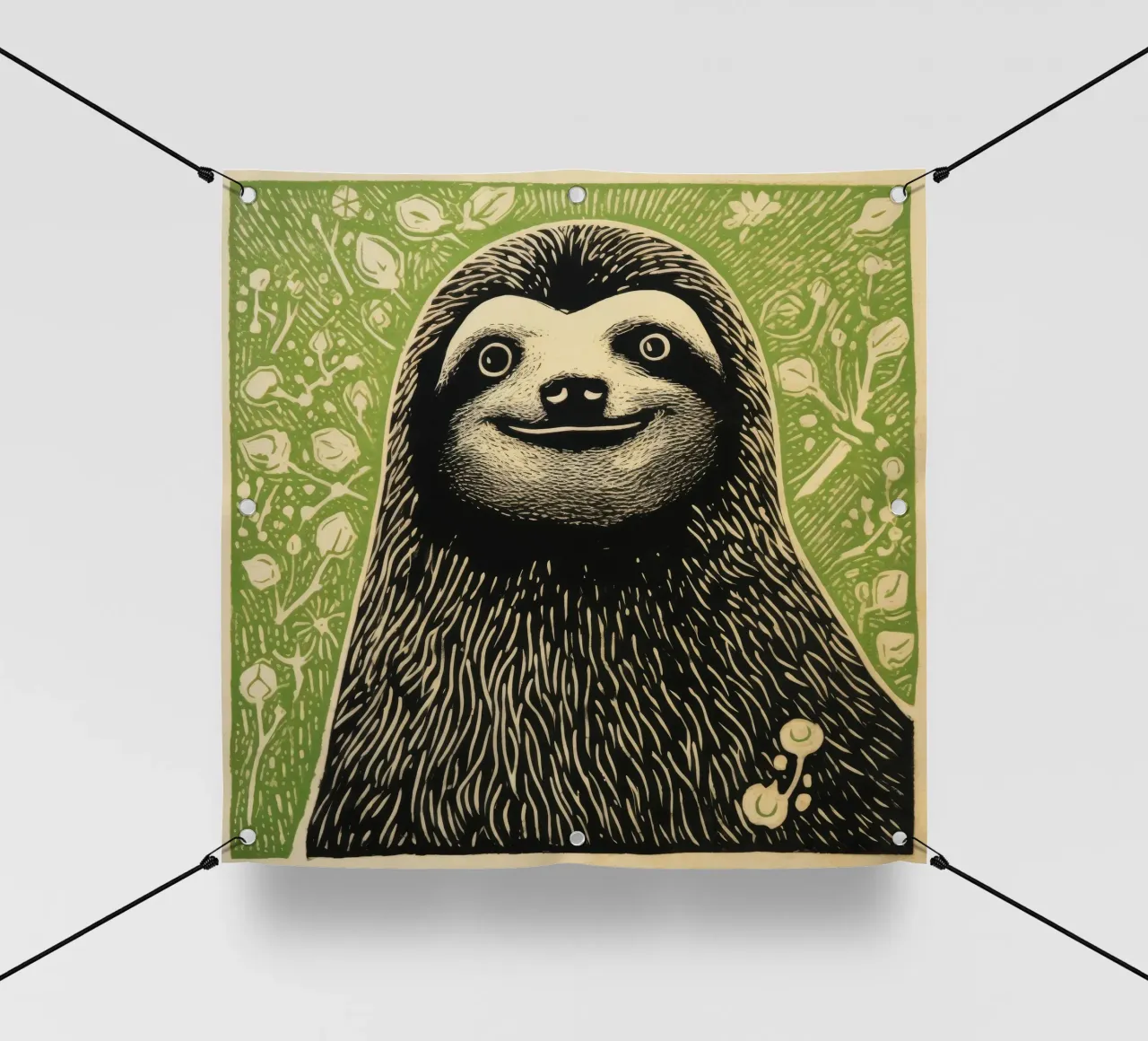 Bradipo verde 3 telo in pvc da Minimal Animal Art