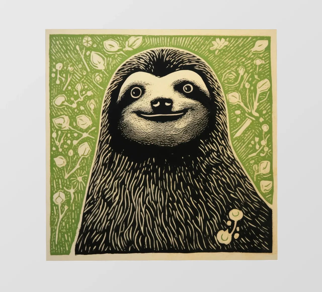 Bradipo verde 3 telo in pvc da Minimal Animal Art