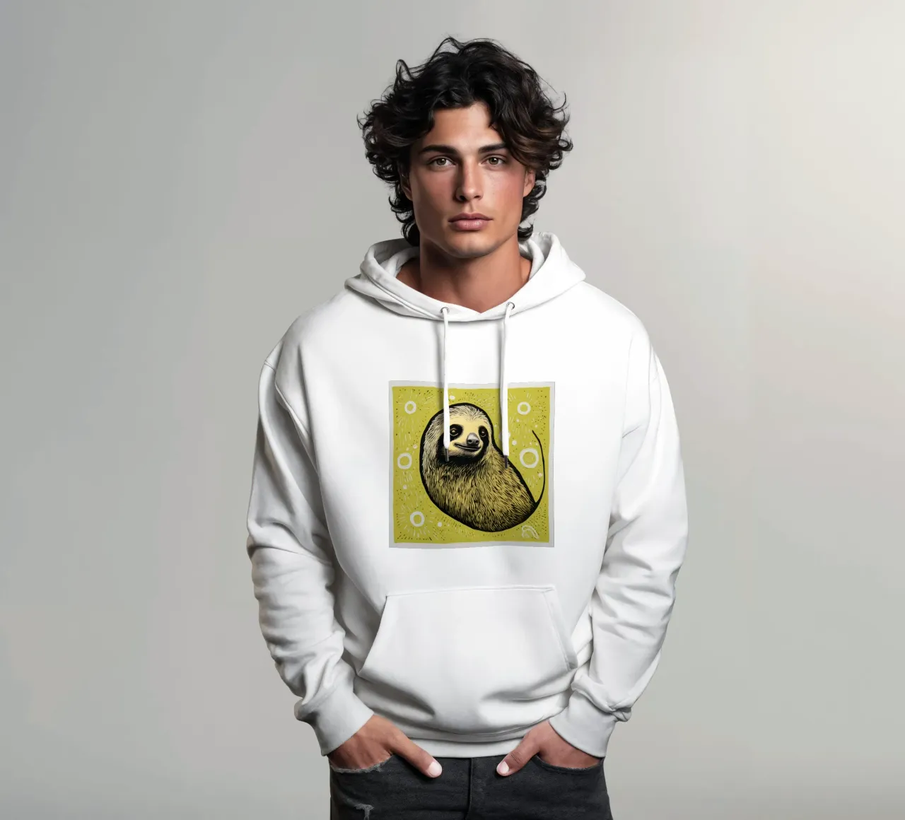 Bradipo verde 4 felpa con cappuccio da Minimal Animal Art