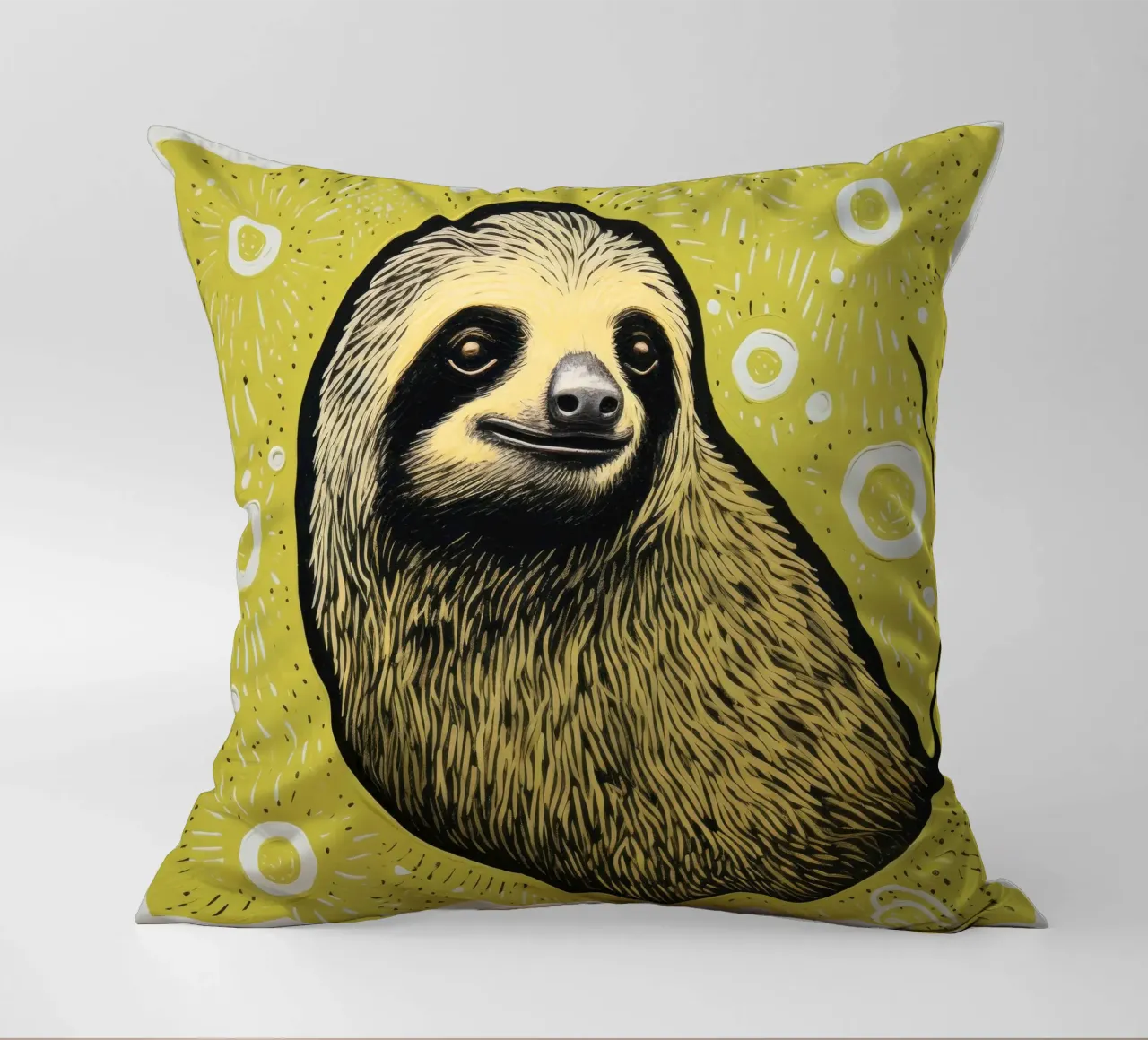 Bradipo verde 4 cuscino da Minimal Animal Art