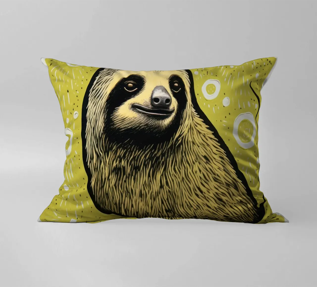 Bradipo verde 4 cuscino da Minimal Animal Art